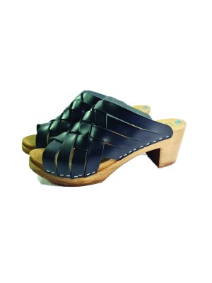 כפכפי עץ רונה פיפ טו קלוע שחור