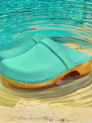 כפכפי עץ טורקיז