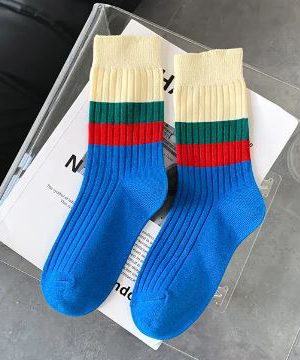 גרביים שילוב כחול ושמנת