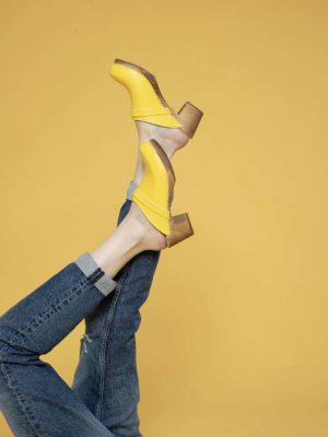 קבקבי עץ רונה צהוב גבוה