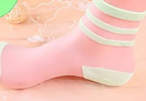 גרביים שקופים עם סיומת שני פסים ירקרקים